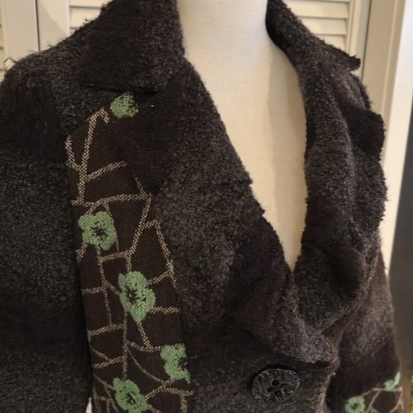 An Ren New York Couture Wool Blend Cardigan Sweater Jacket Charcoal Gray Size L - Picture 2 of 12